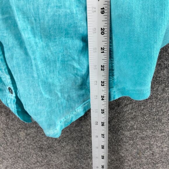 Keren Hart Shirt Women M Medium Blue Button Up Collared Long Sleeve Cotton - Picture 8 of 9